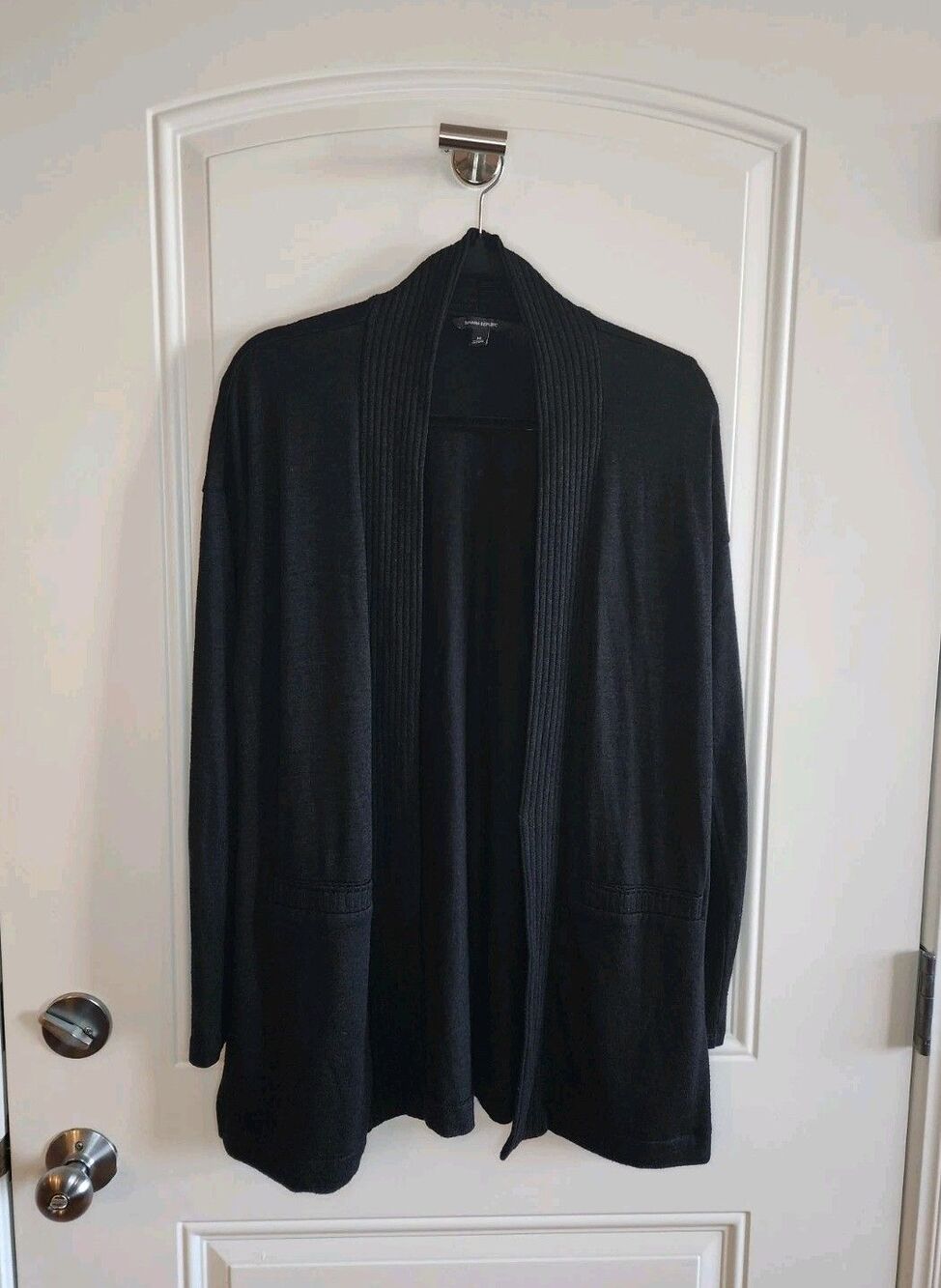 Banana Republic Lightweight Long Open Cardigan Rayon Blend Black Medium
